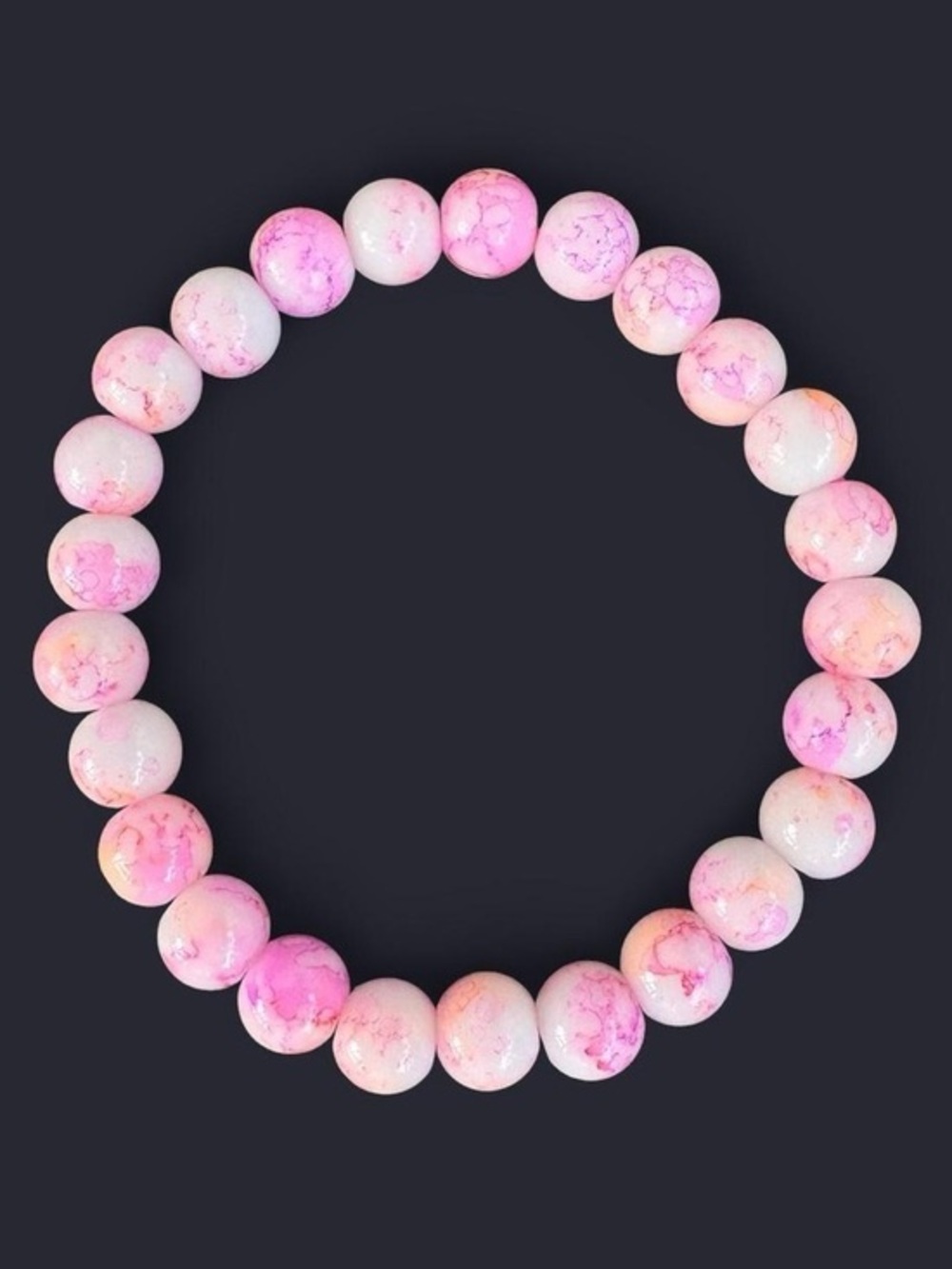 Pink Cloud Glass Bead Bracelet 8mm
